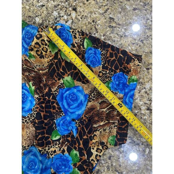 VTG Simply Basic BOHO Cottagecore Floral Animal Print Kaftan Mumu 1/2 Zip Robe - Picture 11 of 13